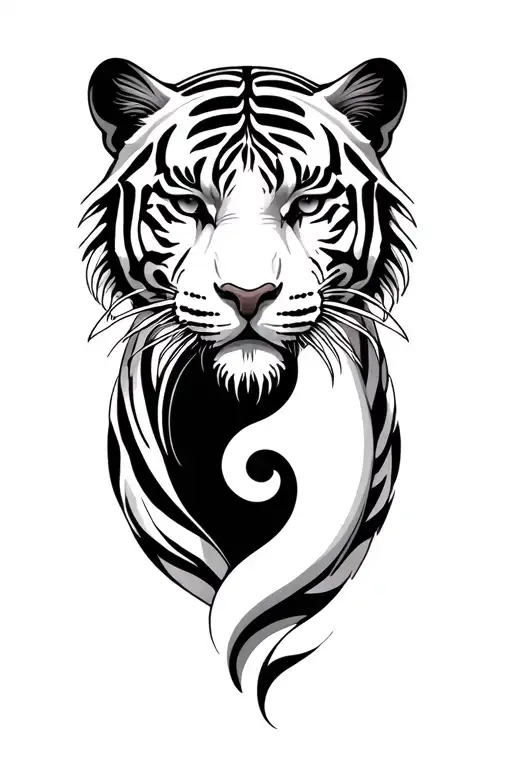 white tiger intertwined yin-yang