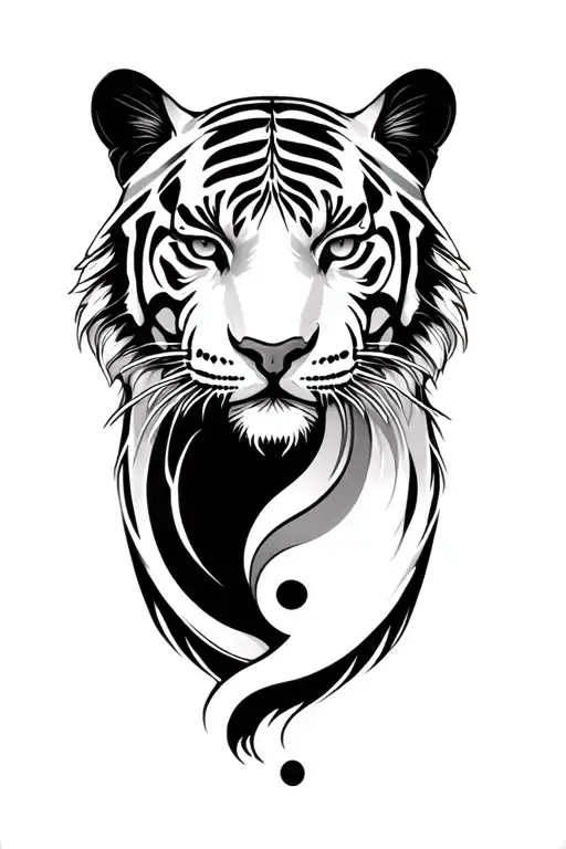 white tiger intertwined yin-yang - Variation 2