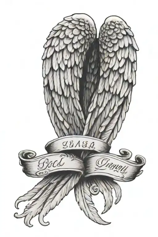 Angel wings holding plaque with words written 1/4/44-1/1/2024 In Loving Memory of my Dad