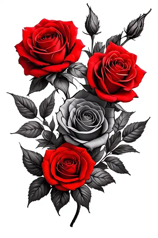 lots of black and red roses - Variation 1