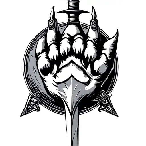 cat paw with dagger behind it