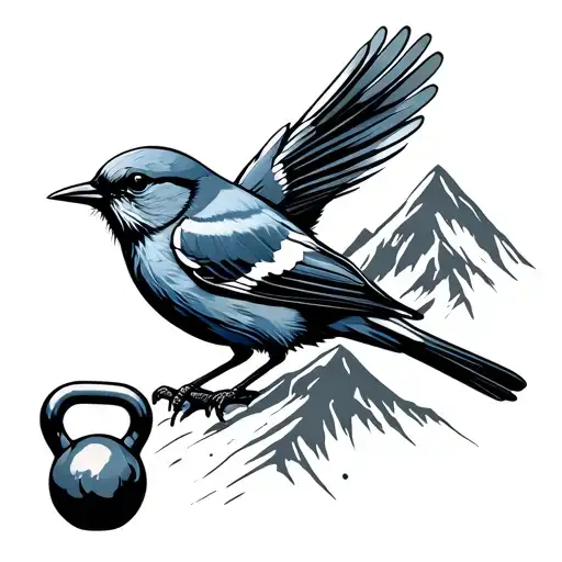 mountain bluebird with a kettlebell