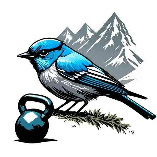 mountain bluebird with a kettlebell - Variation 2