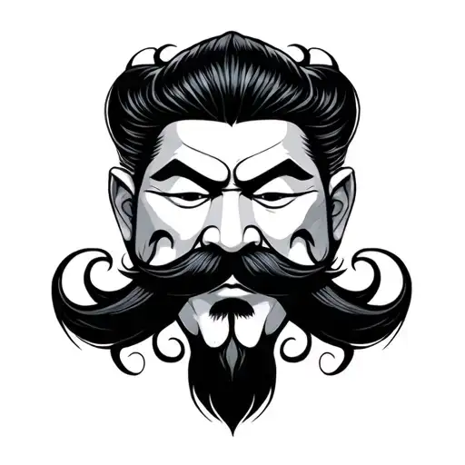 old japanese face with moustache