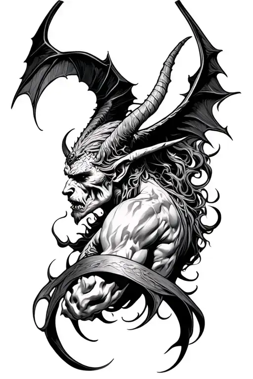 Lucifer demon full back tattoo