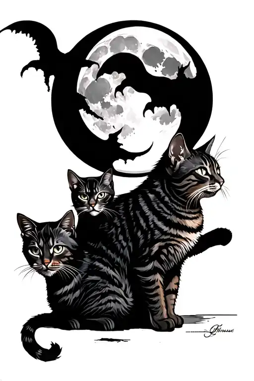 cats on an evil moon rising