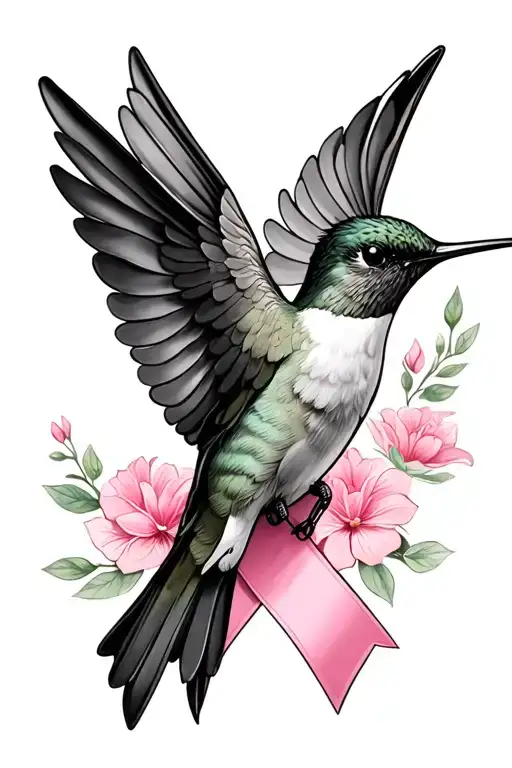 hummingbird and breast cancer ribbon