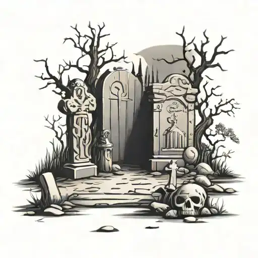 tombstones graveyard scene - Variation 2