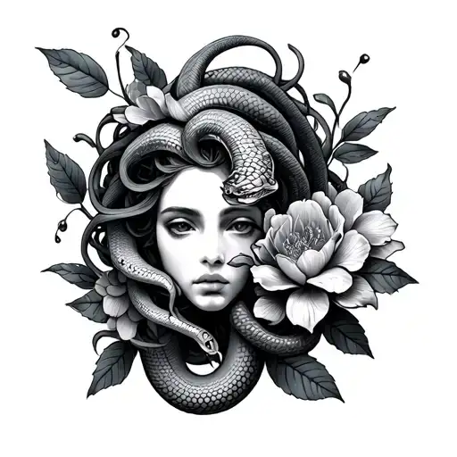 medusa snake and flower - Variation 3