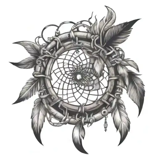 dream catcher in chains breaking and bursting - Variation 2