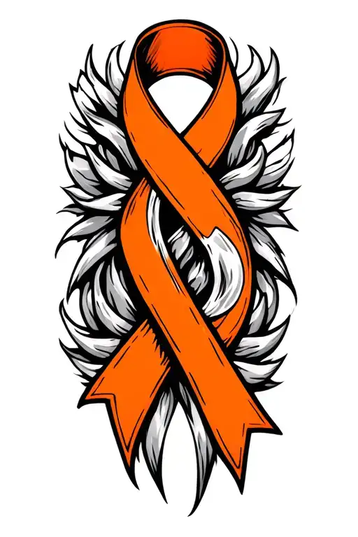 kidney cancer orange ribbon intertwined with strength symbol  - Variation 2