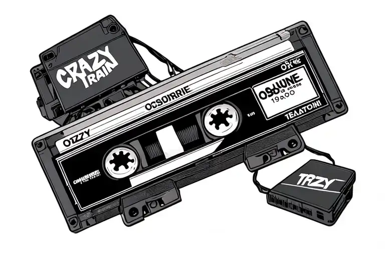 a cassette tape with crazy train, ozzy osbourne and 1980 on it - Variation 1