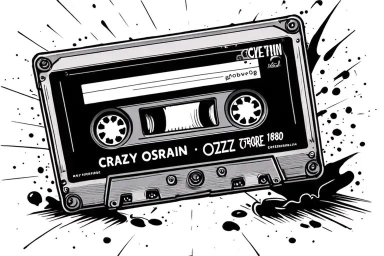 a cassette tape with crazy train, ozzy osbourne and 1980 on it - Variation 2