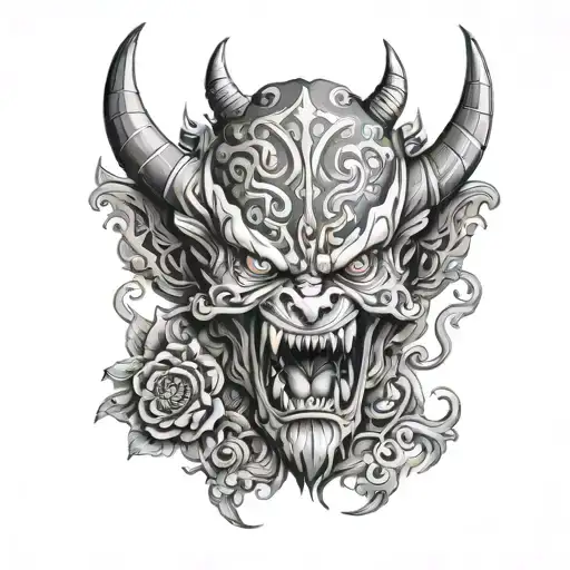 Irezumi tattoo cuello demonio - Variation 1