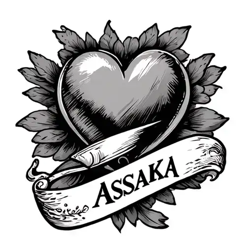 heart in Sailor Jerry style with the name Asaka in it