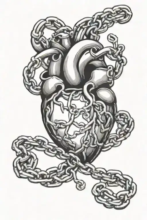 a heart tied with a chain