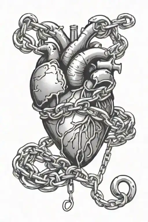 a heart tied with a chain - Variation 2