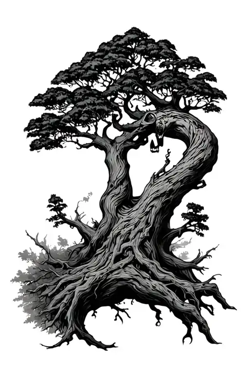 anthropomorphic tree embodying freedom, stability, protection 