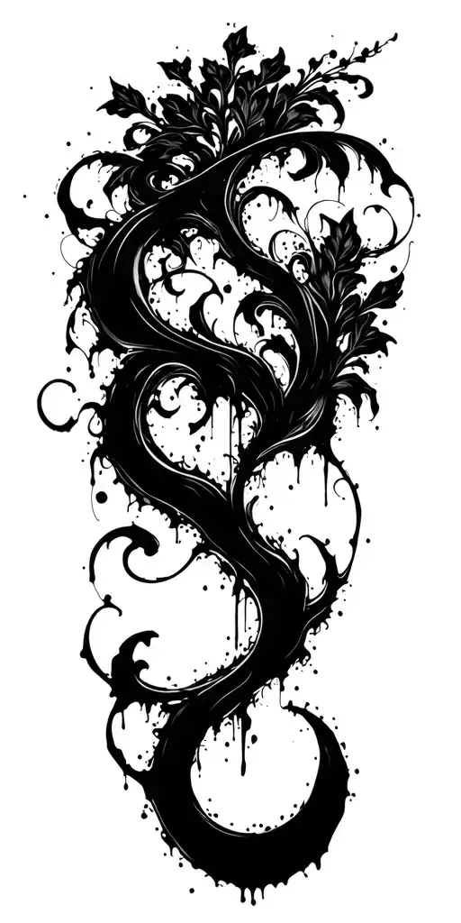 High contrast brush-like strokes dark aesthetic surrealist gothic blackwork otherworldly ornamental abstract sigilism - Variation 2